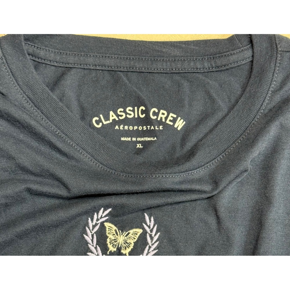 Aeropostale‎ Classic Crew T-Shirt Womens XL Navy Blue Butterfly NYC Graphic Y2K - Picture 3 of 7